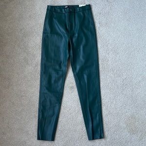 Forest Green Leather Pant